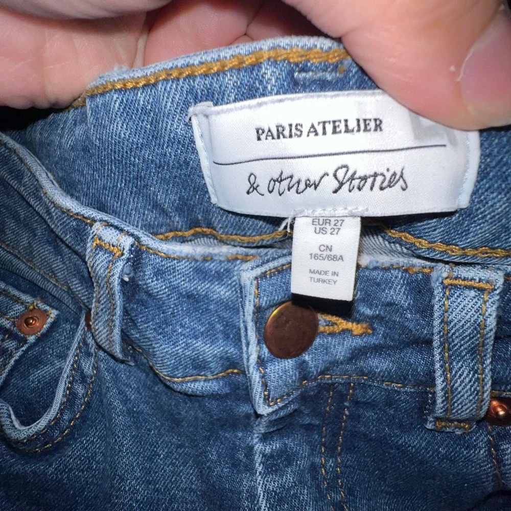 Paris Atlier & Other Stories Embroidered‎ Floral Straight Leg Jeans Blue US 27
